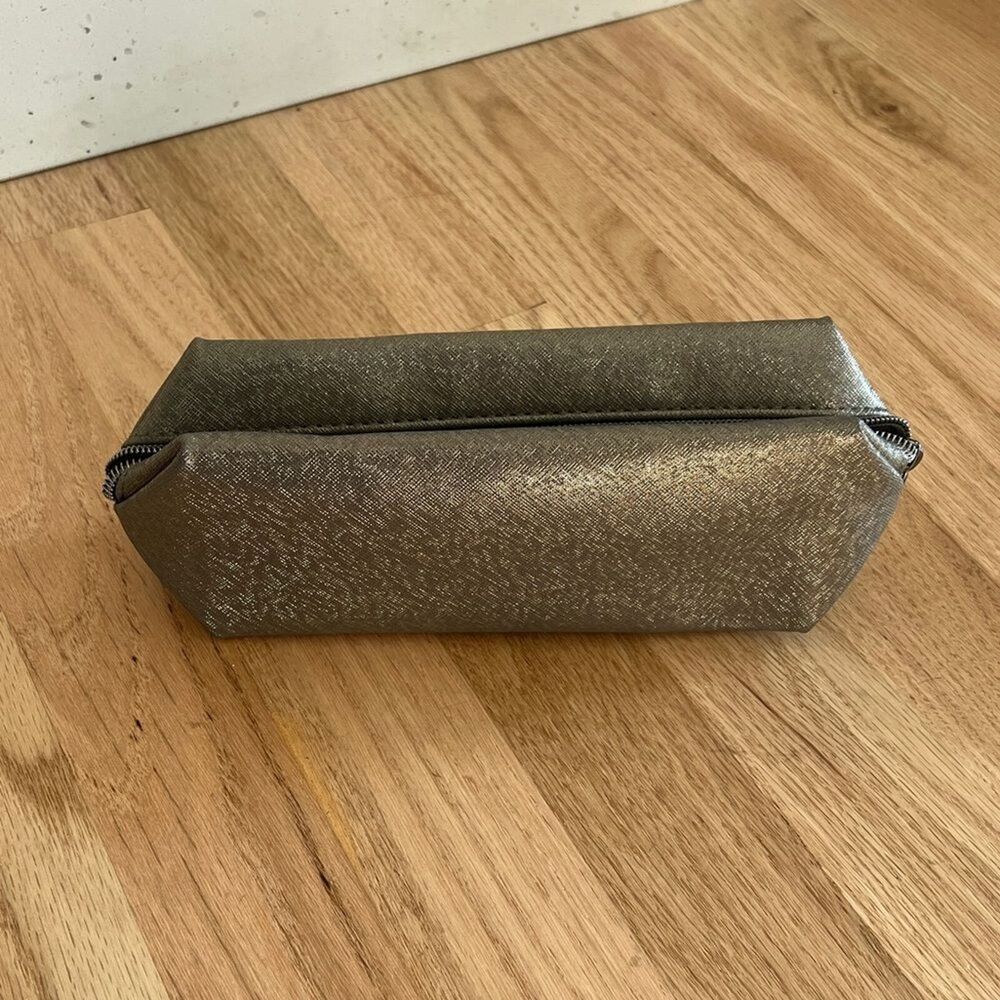 Ulta beauty cosmetics case makeup bag small pewter grey metallic iridescent‎